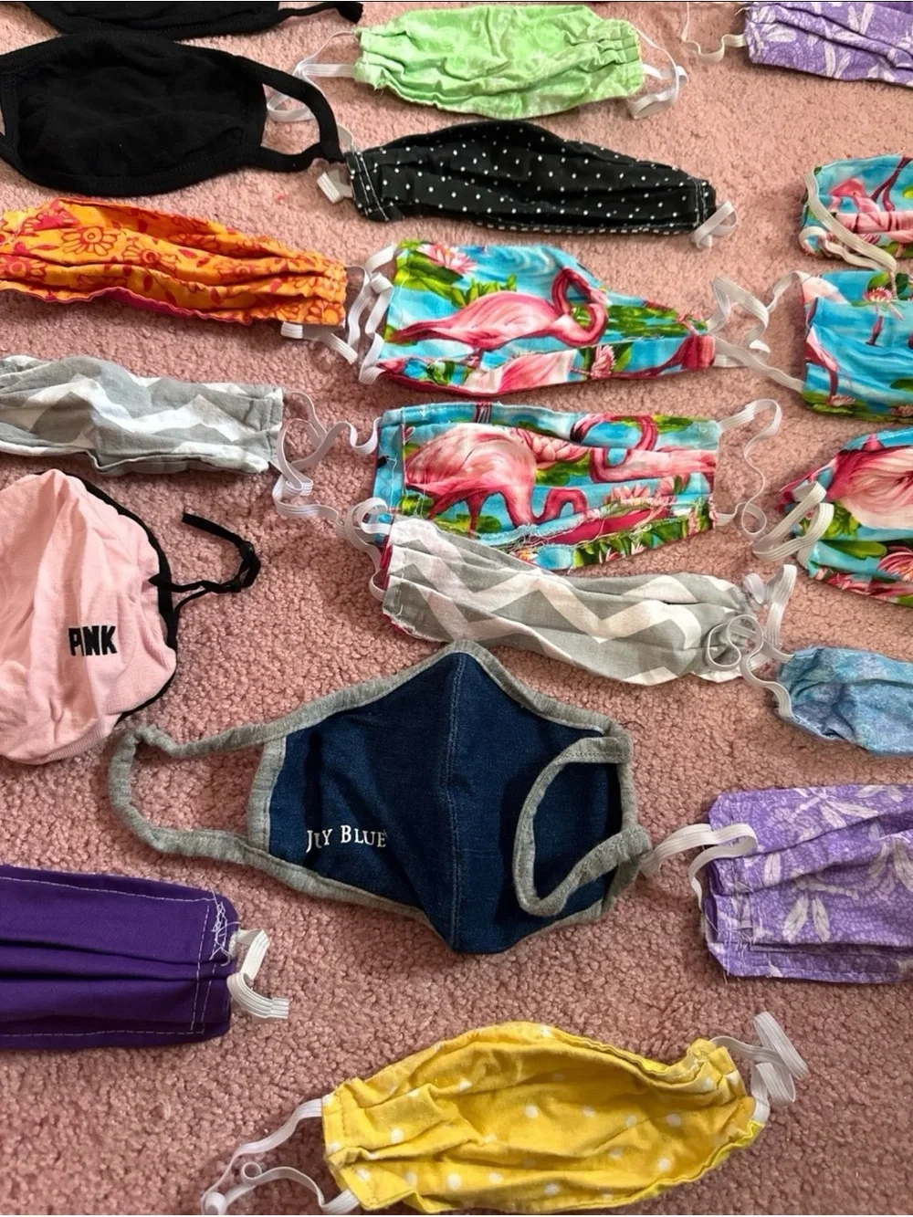 Mixed Assorted Cloth Face Mask Lot - Bright Floral & Solid Colors